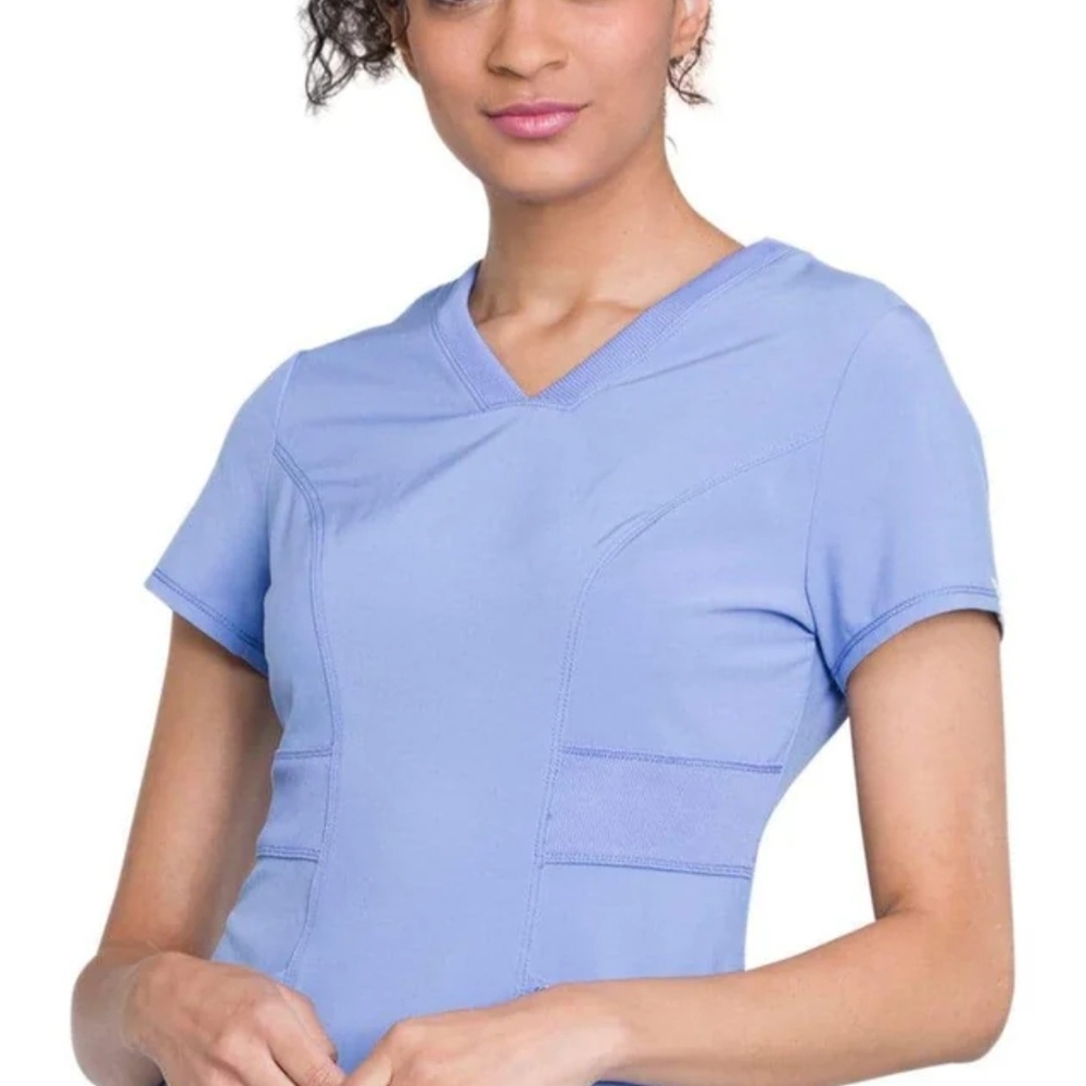 Cherokee Infinity V-Neck Scrub Top - Ceil Blue - Size Small